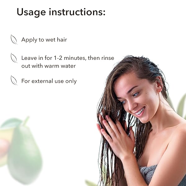 NUTRITION & STRENGTH HAIR BALM WITH ORGANIC AVOCADO – 98.6% NATURAL, VEGAN, HAIR CONDITIONER FOR DRY & DAMAGED HAIR, SULFATE-FREE, GENTLE ON SCALP, 8.5 FL OZ / 250ML