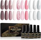 Shining She Gel Nail Polish Set 10 Colors 8ML Soak Off UV/LED Pink White Grey