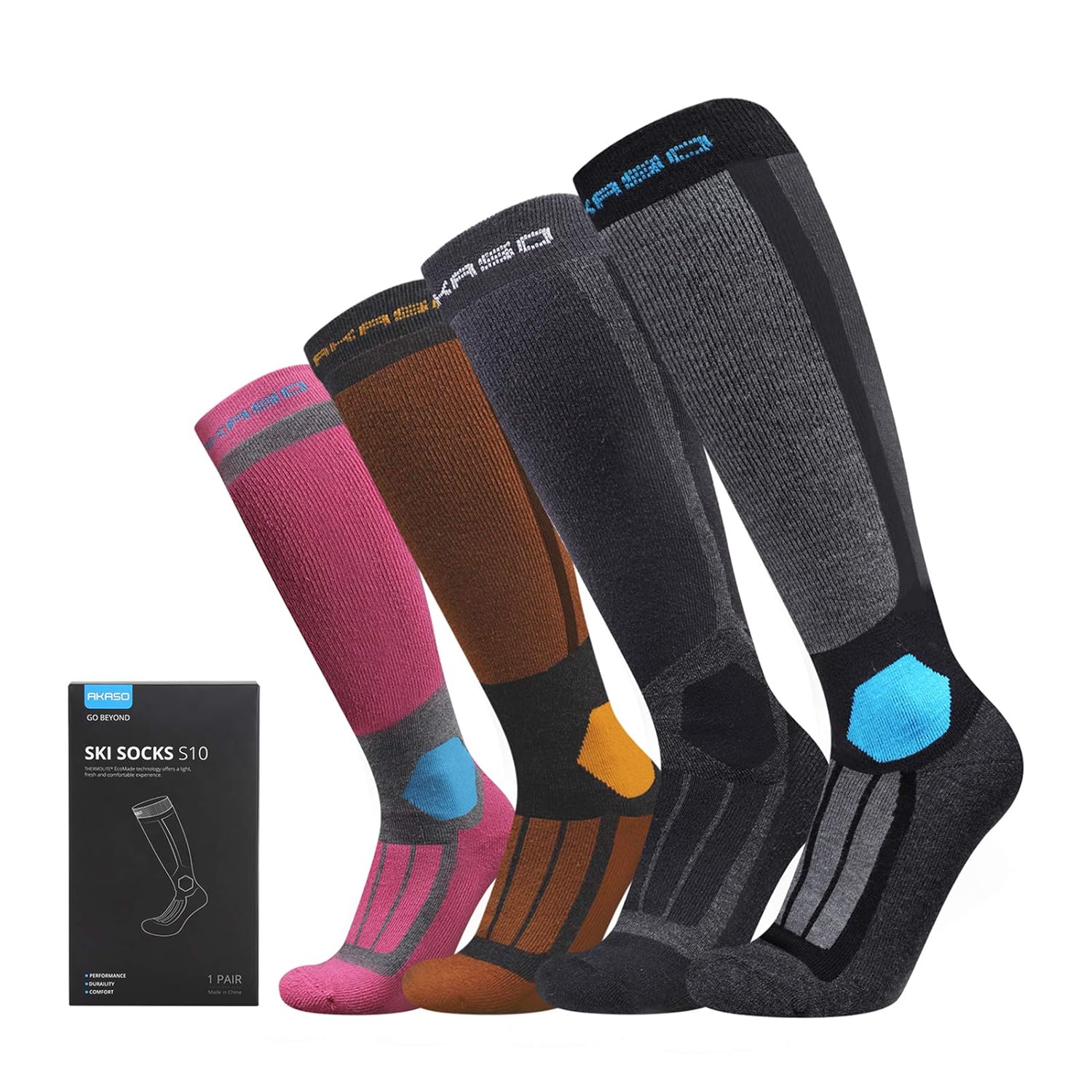 AKASO Warm Wool Ski Socks Mens Women, Merino Snowboard Socks for Skiing