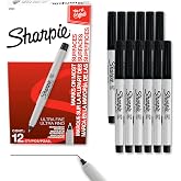 Sharpie Permanent Markers, Ultra Fine Tip, Black, 12 Count - Quick Drying, Fade Resistant