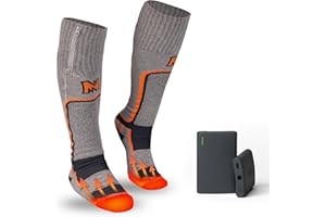 MOBILE WARMING Fieldsheer Unisex Wool Heated Socks for Men and Women with 11-Hour Capacity, Bluetooth Control, Zippered Battery Compartment, and Arch Support - Calf Length - Dark Grey