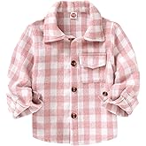 Kids Little Boys Girls Baby Long Sleeve Button Down Red Plaid Flannel Shirt Plaid Girl Boy NB-6T