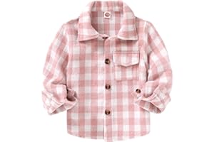 MAMAMI Kids Little Boys Girls Baby Long Sleeve Button Down Red Plaid Flannel Shirt Plaid Girl Boy NB-6T