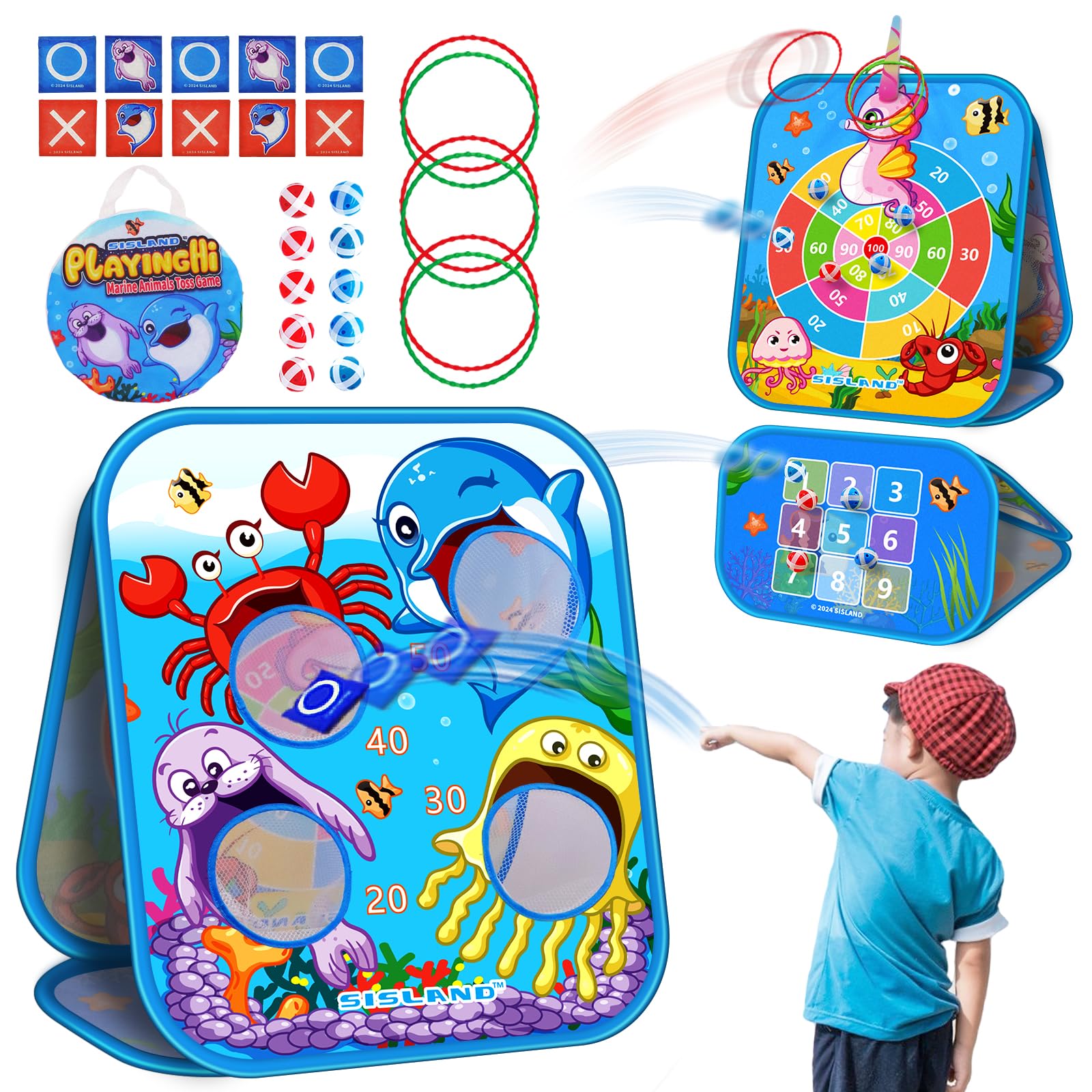 Photo 1 of Sisland 5-in-1 Bean Bag Toss Game for Kids, Animal Corn Hole Outdoor Toy for Toddler, Outside Yard Party Lawn Backyard Games Birthday Gift for Boy Girl Age 3 4 5 6 7 8