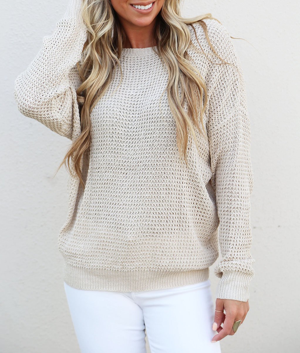 Womens Sweaters Criss Cross Backless Long Sleeve Crew Neck Casual Knit Pullover Sweater