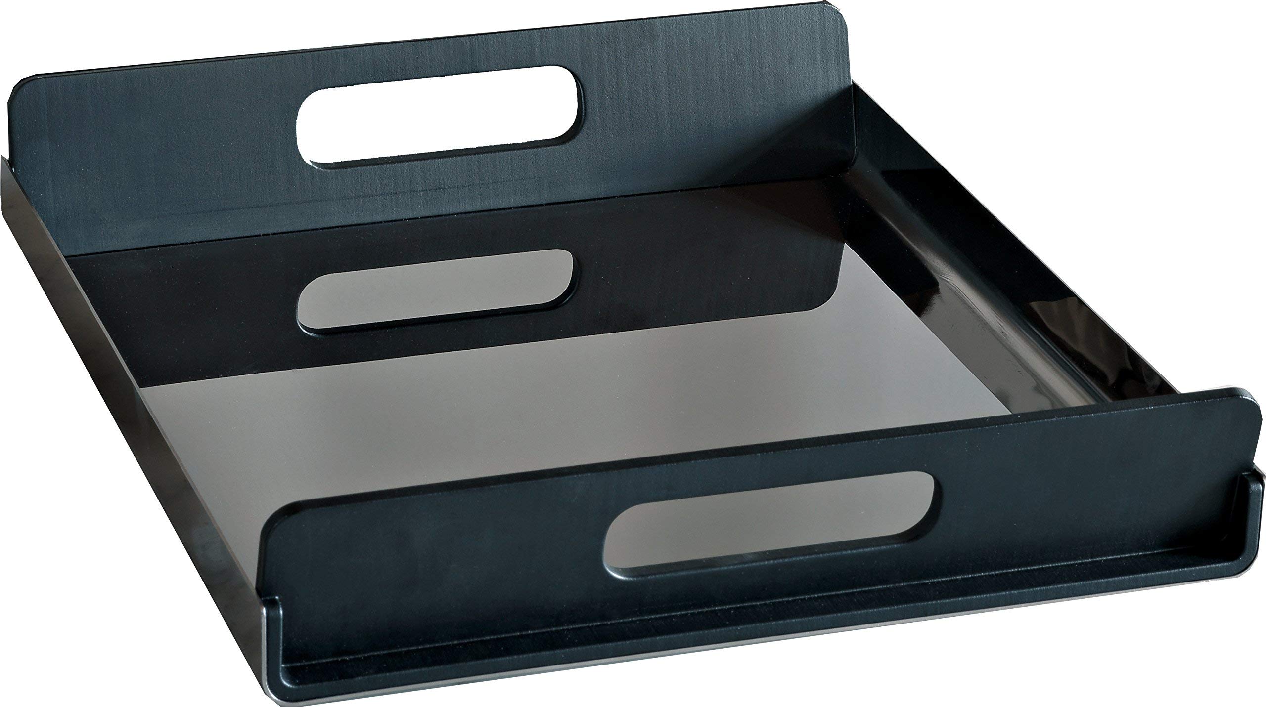 Alessi GIA01/45 Vassily 45 cm Rectangular Tray in 18/10 Stainless Steel Mirror Polished with Handles in Black Thermoplastic Resin