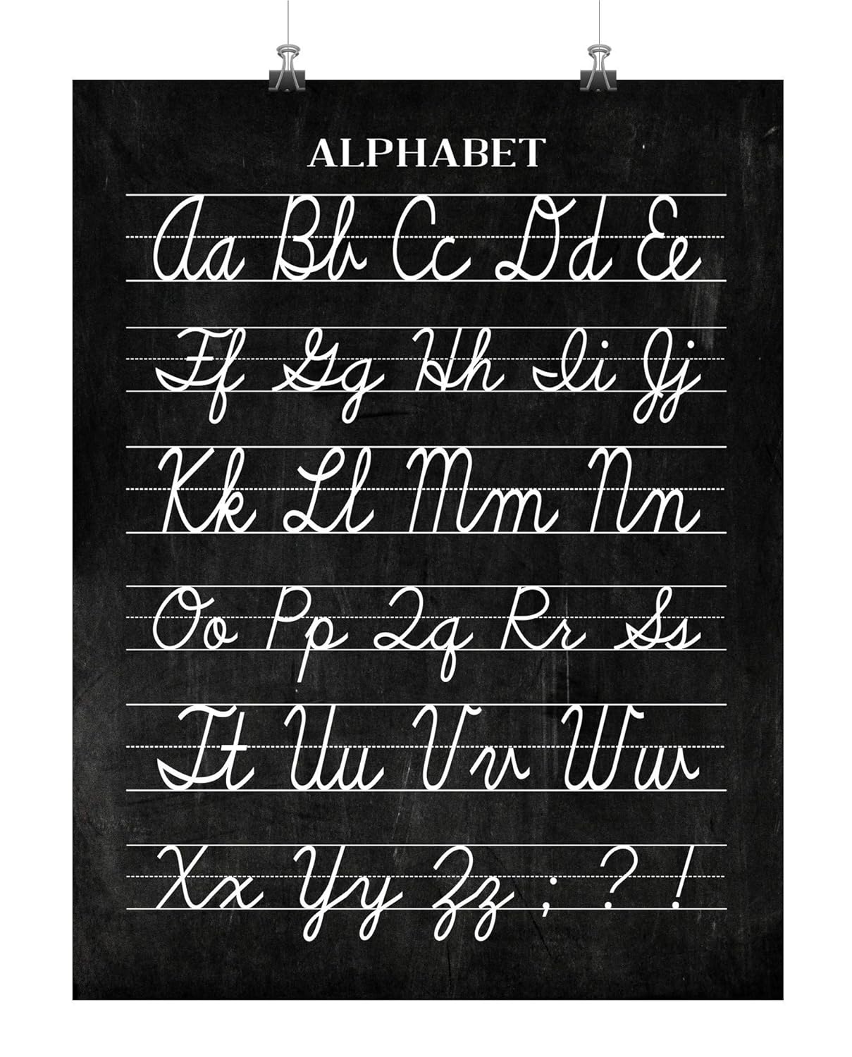 amazoncom vintage cursive alphabet classroom black distressed