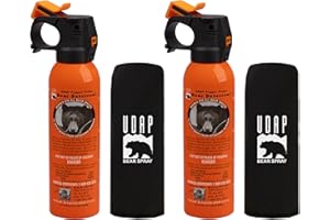 UDAP Pepper Power Bear Spray Self Defense Deterrent with Holster for Camping, Hiking, Fishing, Powerful Blast Pattern, 30 ft Fog Barrier, Safety Orange, SO2, 7.9 oz, 2 Pack