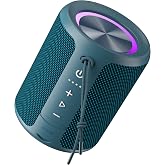 DUDGSIS Portable Bluetooth Speaker, IPX7 Waterproof with 15H Playtime(Blue) | IPX7 waterproof, RGB Light,20W stereo sound, beat-synced RGB lights, 15H battery life, for shower, beach, hiking, gifting