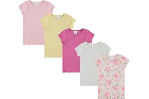 Laura Ashley 5-Pack Infant & Toddler Girls Shirts - Stylish Comfort and Fashion. Multipack Children's Essentials.