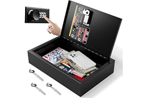 Grimtron Fireproof Lock Boxes for Personal Items, Combination Small Safe Box - Safety Deposit Box for Wallet, Valuables, Passport, Jewelry, Cash for Home Office Travel Use