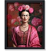 Poster Master Frida Print - Portrait Poster - Mexican Painter Art - Floral Gift for Men & Women - Aesthetic Wall Decor for Bedroom, Living Room, Office or Dorm - 8x10 UNFRAMED Wall Art
