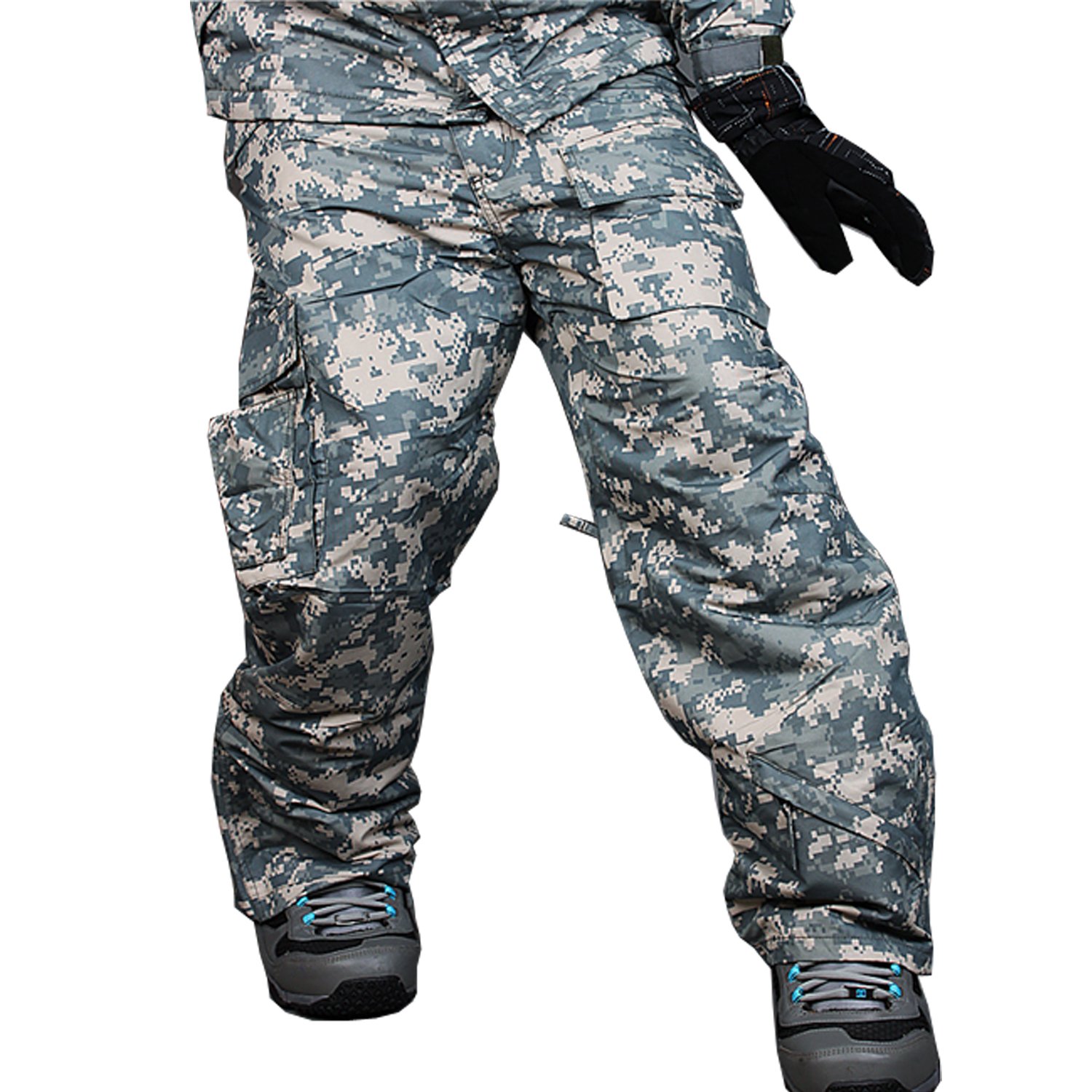 Myglory77mall Mens Winter Warm Waterproof Hip Ski Snowboard Military Camo Pants