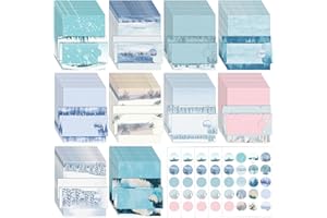 EggSun 250Pcs Christmas Winter Stationery Paper and Envelope Set with 100 Letterhead Papers and 50 Envelopes, 10 Design for Letter Writing Invitations Computer Holidays Party Notes, 8.5x11 Inch-Snowy
