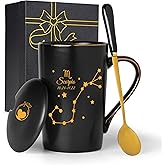 Jmugmt Scorpio Gifts for Women, Scorpio Zodiac Sign Star Gift for Girls Woman Men, October November Birthday Gifts for 12 Horoscope Astrology Lovers, 14 OZ Black with Gift Box Spoon Lid