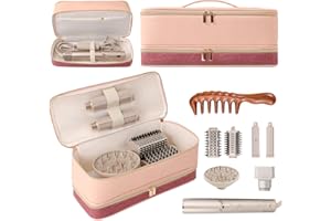 BAGCRAZY Travel Carrying Case for Dyson Shark Flexstyle Revlon Hair Dryer Airwrap, Portable Dyson Airwrap Travel Case, Shark Hair Tools Storage Bag for Airwrap Styler and Attachments, Pink and Crimson