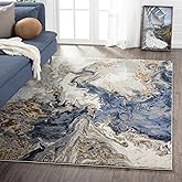 LUXE WEAVERS Marble Collection Blue Area Rug 6x9 Modern Abstract Swirl Design Non-Shedding Carpet