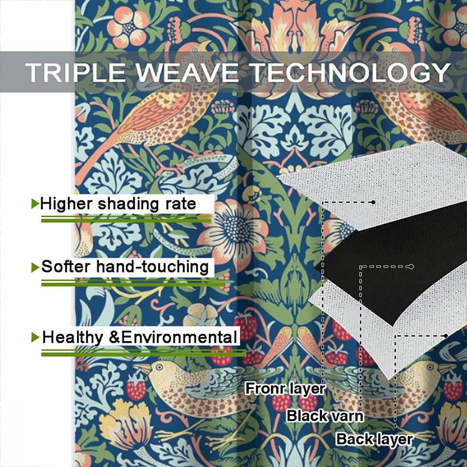 William Morris Botanical Art Windows Curtains Green