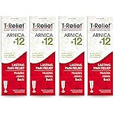 T-Relief Arnica +12 Cream Natural Relieving Actives for Back Pain Joint Soreness Muscle Aches & Stiffness, Whole Body Fast Acting Relief for Women & Men - 4 oz (4 Pack)