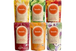 Brodo Broth Variety Pack | 1 Chicken, 1 Hearth, 1 Deeply Rooted, 1 Spicy Nonna, 1 Tom Yum, 1 Tuscan Sun Single Serving Pouches | Not Made From Concentrate, No Preservatives (6x 8.3 oz Pouches)