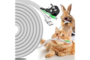 AIERSA 13FT Cord Protectors from Pets No Chew,Wire Protector for Cats,Rabbits,Dogs,White Durable Braided Cord Cover,Cable Sleeves for Cord Management and Pet Protection