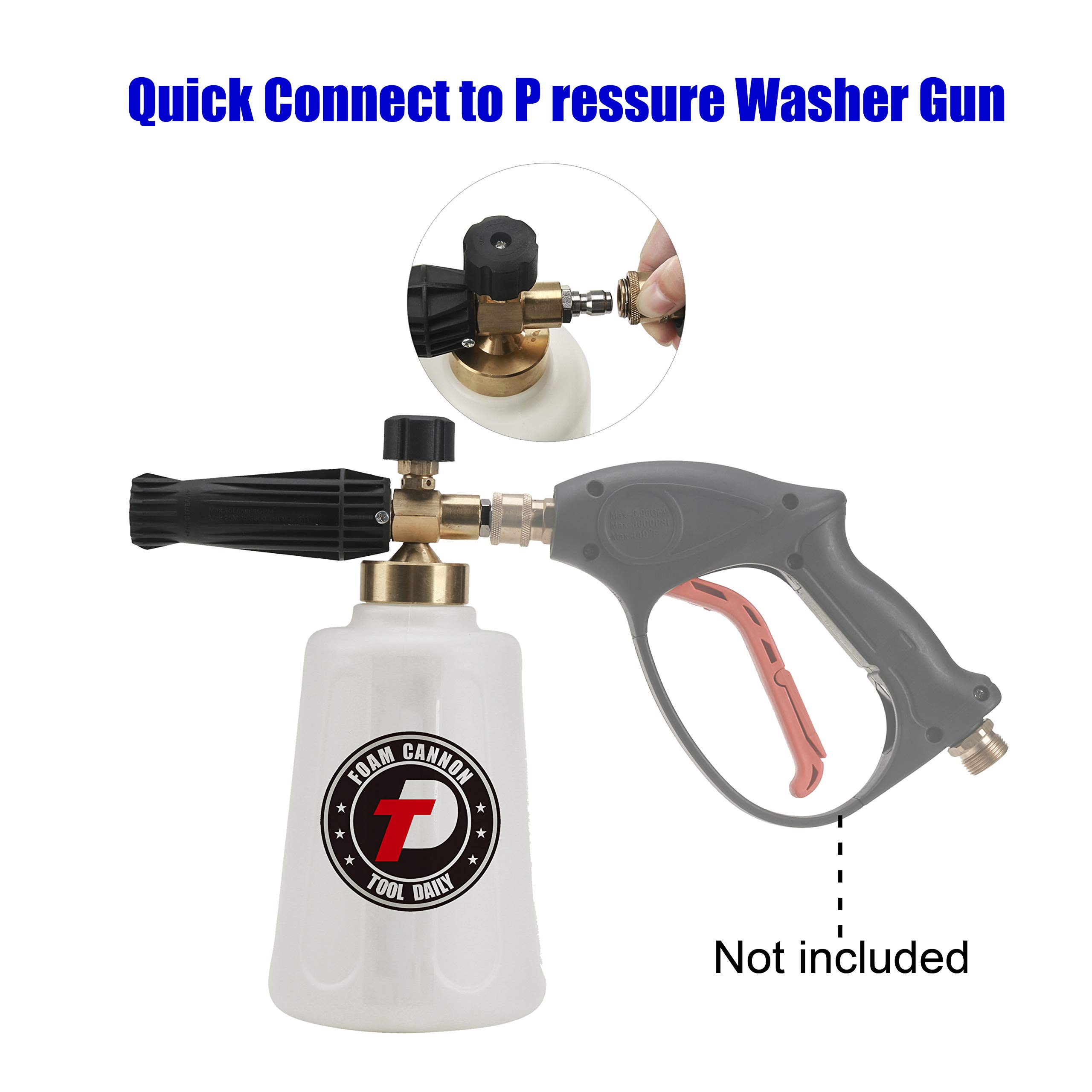Tool Daily Pressure Washer Foam Cannon for Car Wash, Snow Foam Lance, Additional Orifice Nozzle 1.1mm, 1/4 Inch