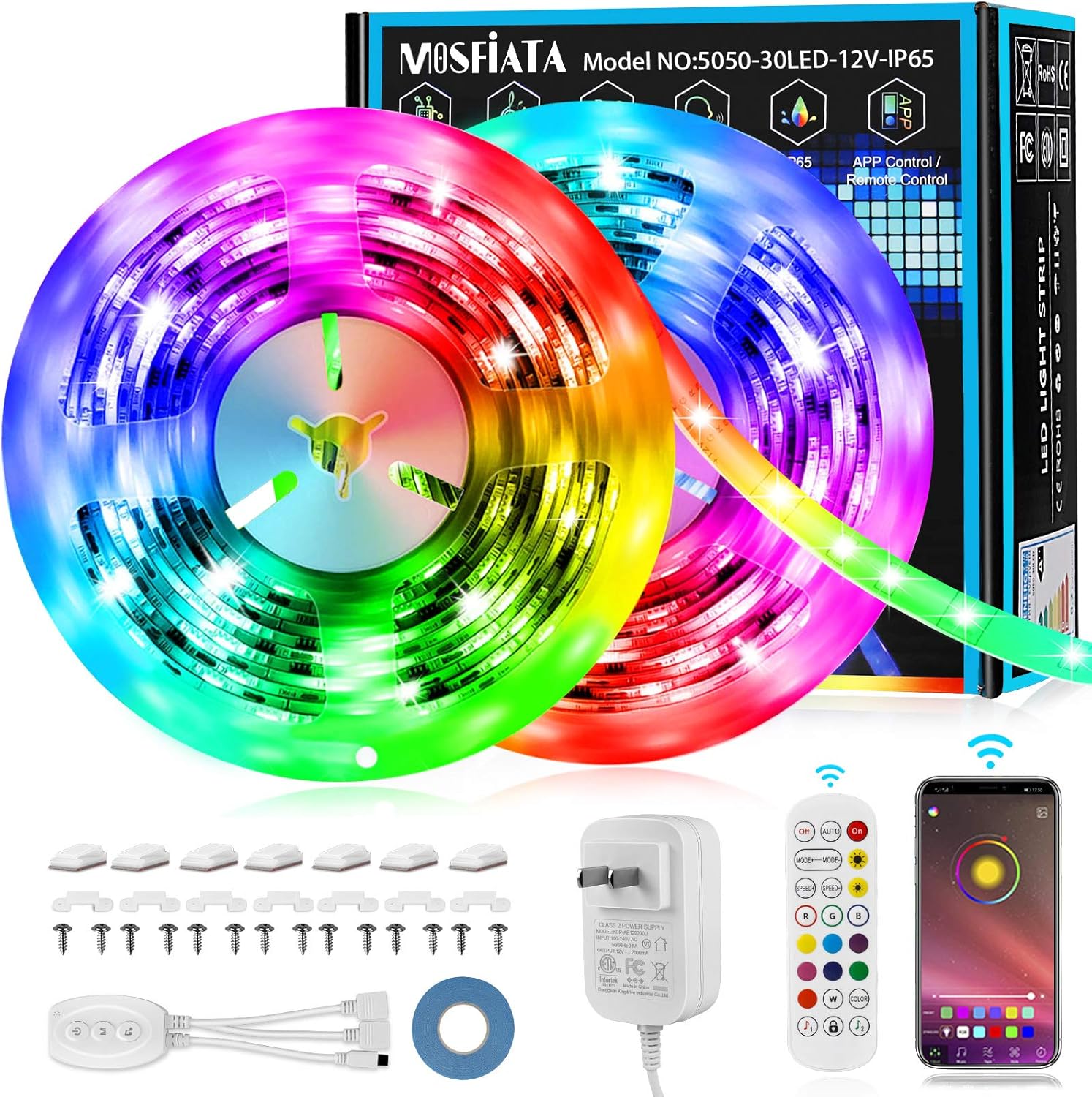 LED Strip Lights, MOSFiATA Bluetooth Color Changing LED Lights Strip