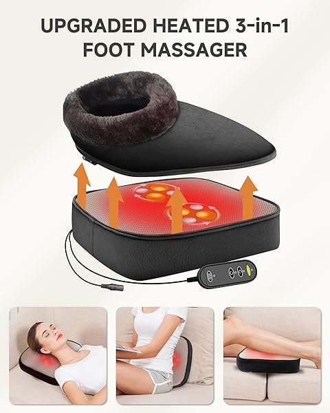 SNAILAX 2-IN-1 SHIATSU FOOT AND BACK MASSAGER WITH HEAT – KNEADING FOOT WARMER, ELECTRIC FEET MASSAGE, MASSAGERS FOR BACK,LEG,GIFTS FOR WOMEN,MEN