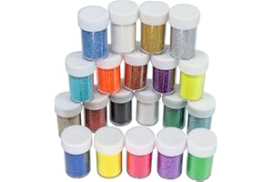 LINWULTE Holographic Fine Glitter Set, Multi Assorted 20 Colors Arts and Craft Glitter, Ultra Fine Glitter Powder Sequins for Resin Epoxy Tumbler Nail Body Face Hair Decoration Weddings Flowers Festival