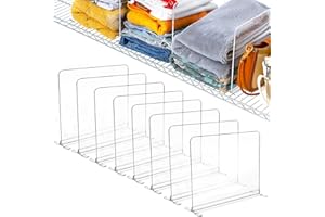 OURHOM 8pcs Shelf Dividers for Closet Organization, Acrylic Closet Organizer for Wire Shelf Dividers, Clear Closet Shelf for Wire Closet, Shelves Shelf Organizer for Bedroom, Kitchen and Office