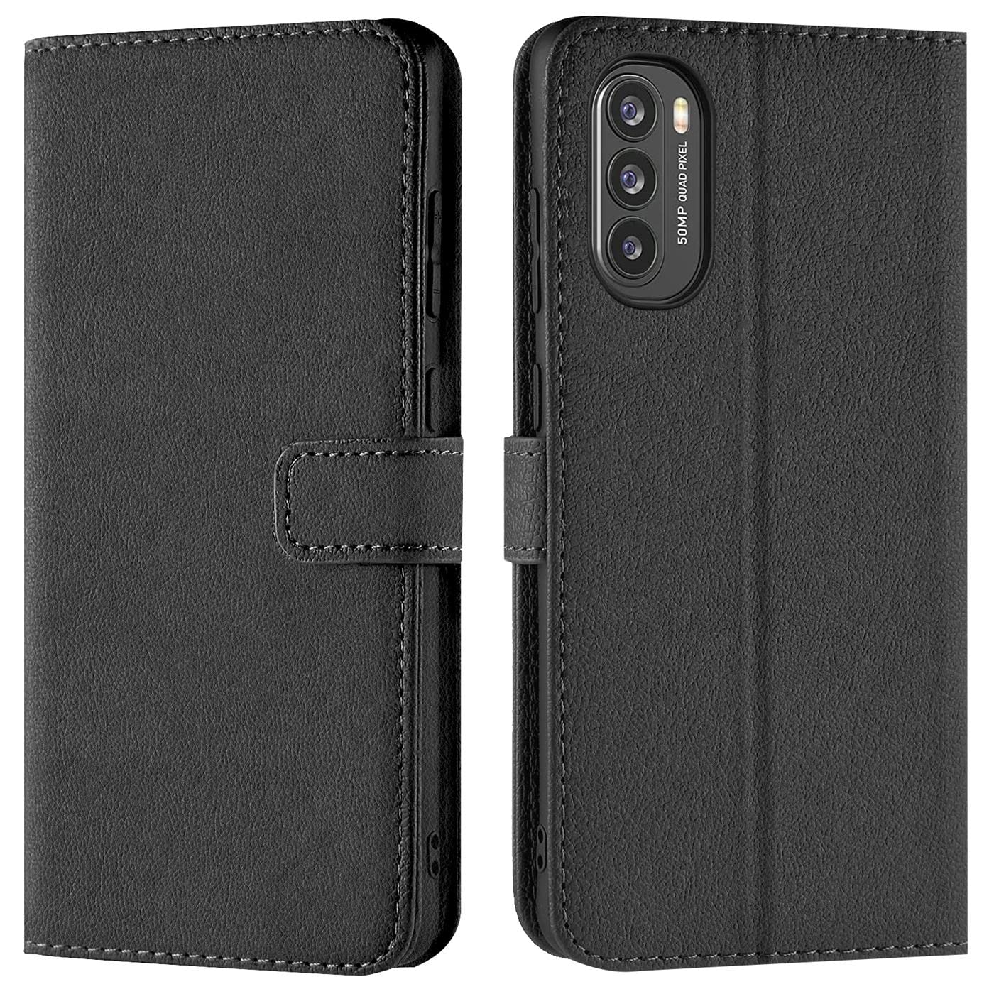 Verco Wallet Case for Motorola Moto G62 5G Book Cover with Magnetic Closure compatible with Motorola G62 5G Flip Case with Card Slots Faux Leather - Black