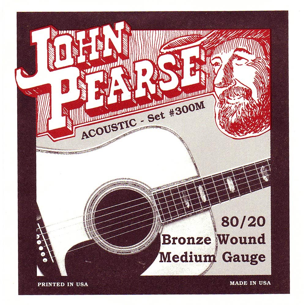 John Pearse Strings® 300M For Acoustic Guitar - 80/20 Bronze Wound - Medium Gauge 13-56