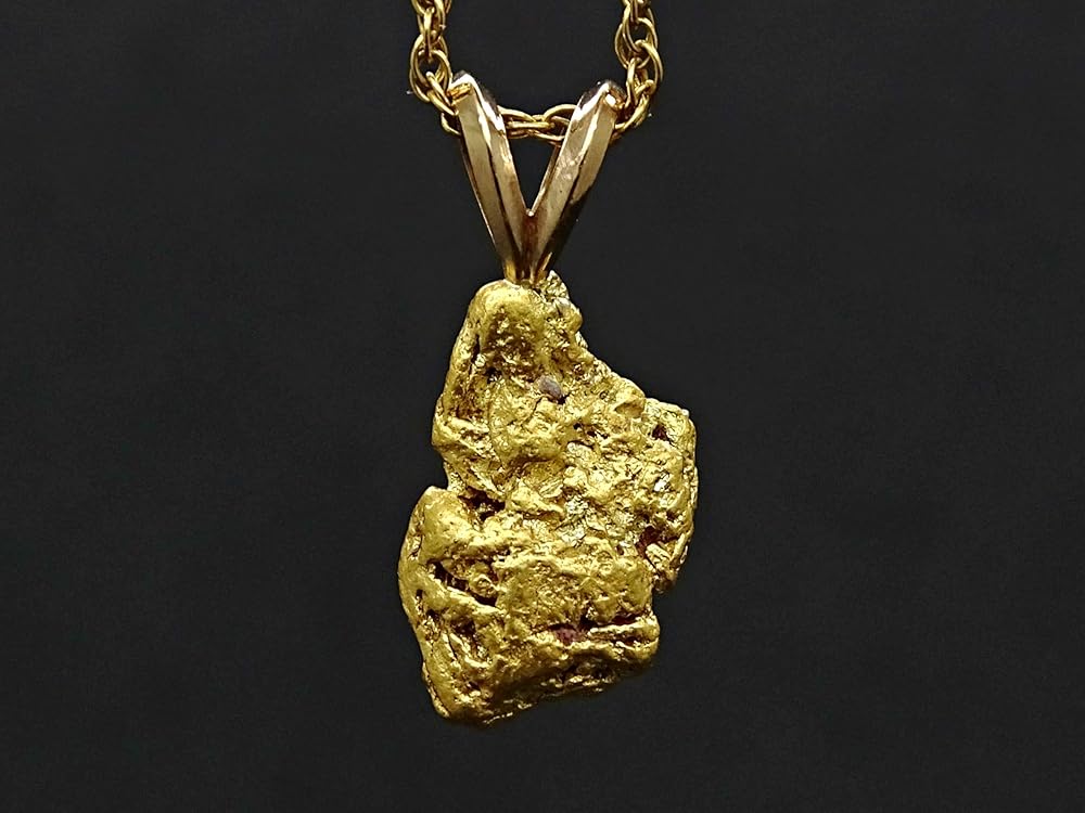 pure gold nugget pendant, raw gold nugget necklace, solid