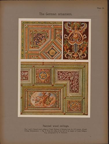 Amazon Com German Painted Wood Ceilings C 1915 Lovely Color