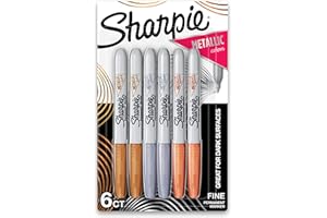 Sharpie Metallic Permanent Markers, Fine Point, Assorted Metallic, 6 Count