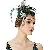 BABEYOND 1920s Flapper Feather Headband Roaring 20s Showgirl Gatsby Headpiece