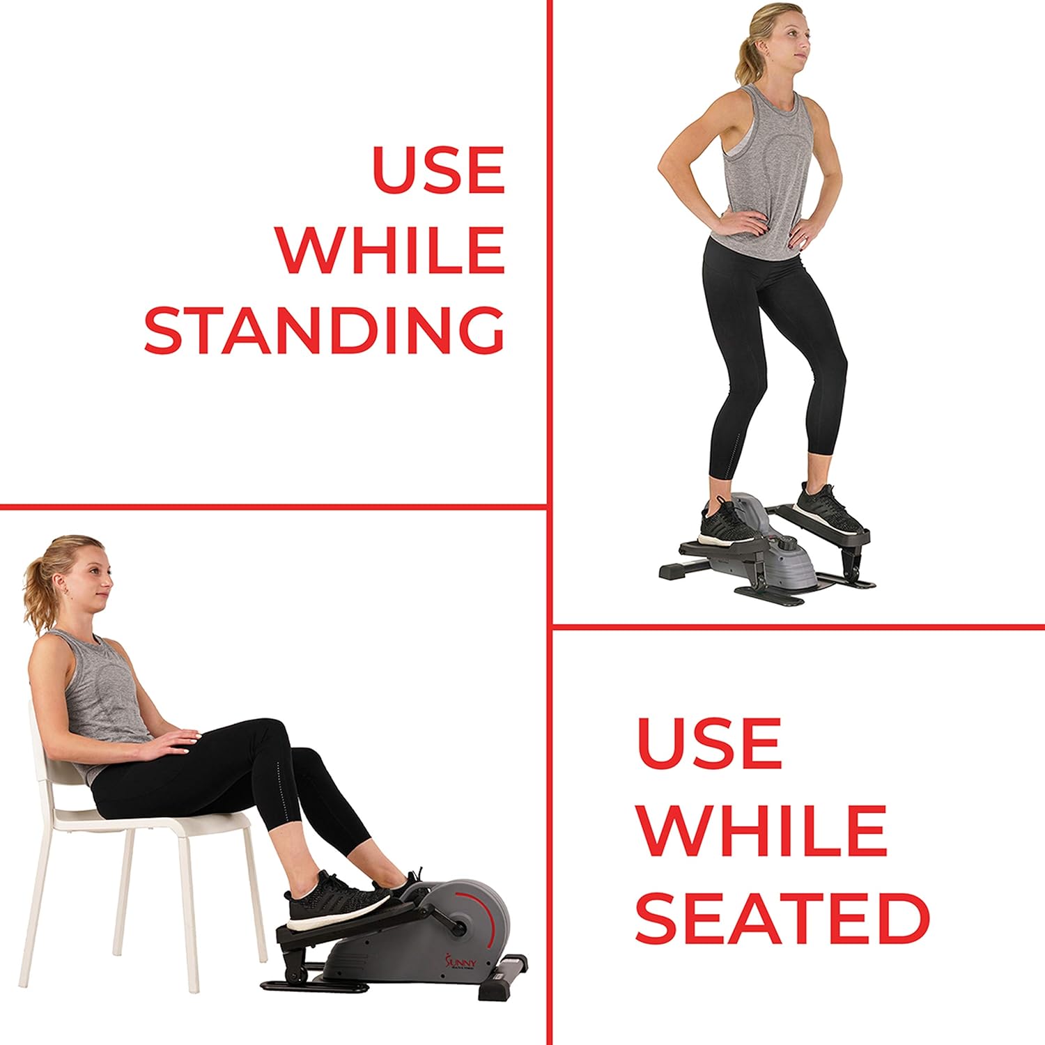 Sunny Health & Fitness Portable Stand Up Elliptical - SF-E3908, Gray : Sports & Outdoors