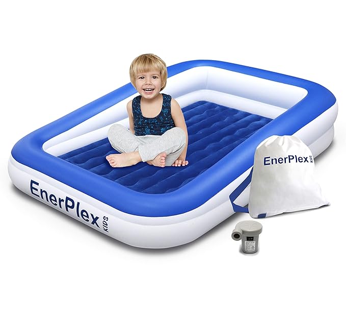 EnerPlex Kids Inflatable Toddler Travel Bed with High Speed Pump