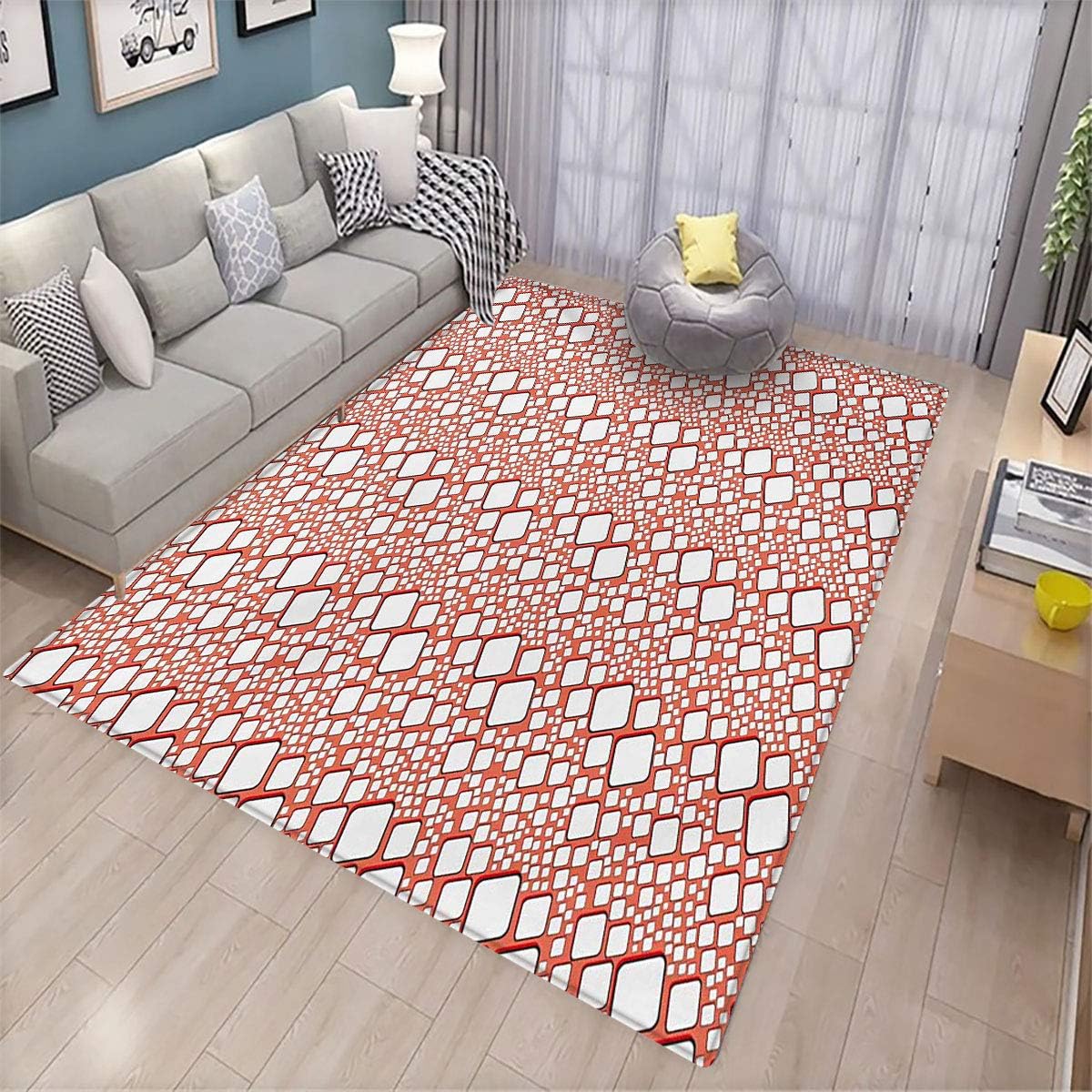 Abstract Bedroom Floor mat Ornamental Squares with Oval