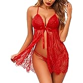 Avidlove Women Sexy Lingerie Babydoll Lace Chemise Eyelash Wedding Brial Lingerie
