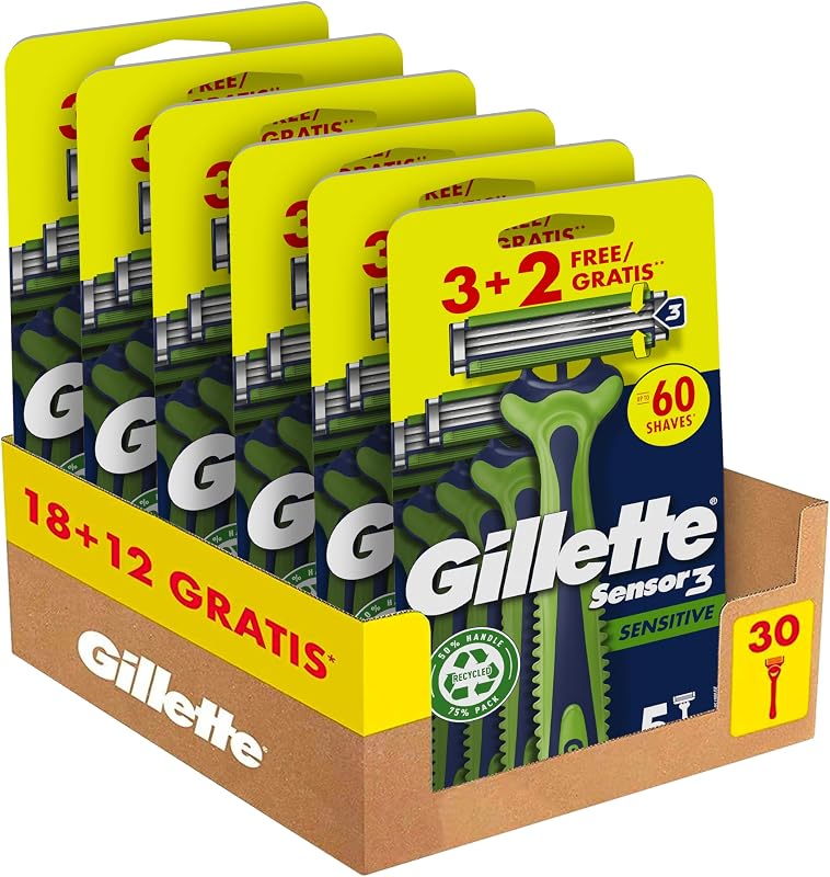 Sensor3 Sensitive Maquinillas De Afeitar Desechables Para Hombre Con Banda Lubricante Con Un Toque De Aloe Vera, 5 unidades — foto 1 de 7