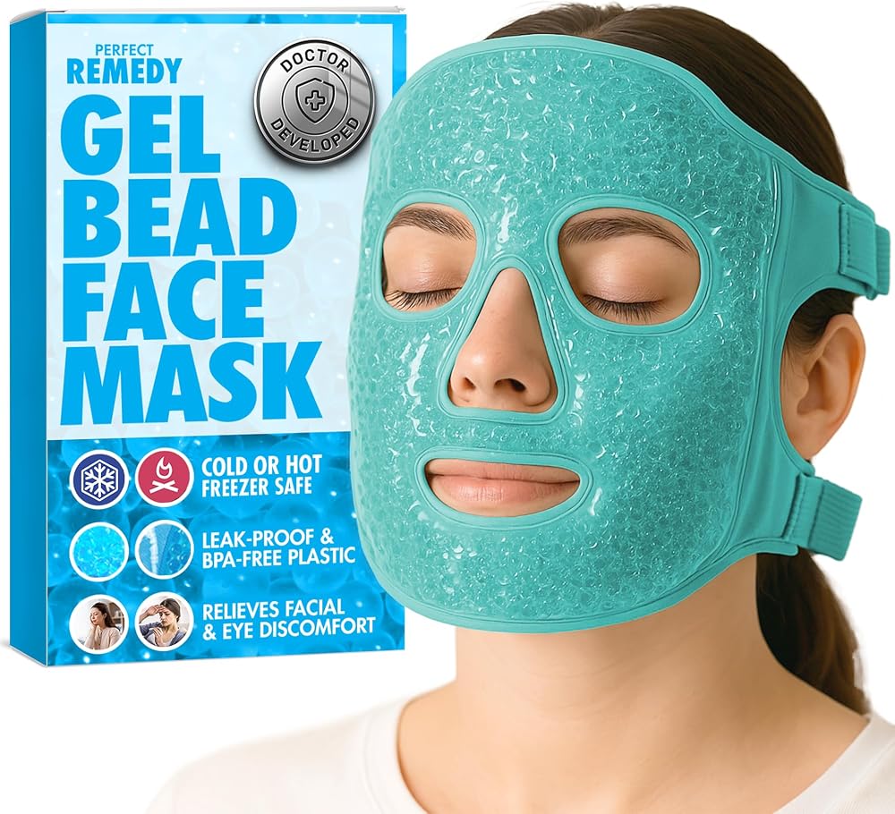 Perfect Remedy Face Ice Pack Reusable Gel Mask Hot Cold Therapy Green
