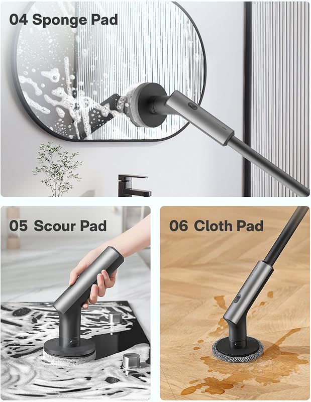 Spazzola Rotante Pulizia Casa, IPX7 Spazzola Elettrica per Pulizia