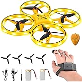 Awaiymi Gesture Control Drone Rc Quadcopter Aircraft Hand Sensor Drone with Smart Watch Controlled, 2 batteries, 360° Flips, Led Light, 3 Modes, 2 USB Cables, Best Gift for Kid