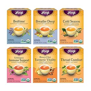 Yogi Tea - Get Well Variety Pack Sampler (6 Pack) - 6 Teas for Cold and Flu Symptom Support - 96 Tea Bags