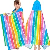 VOOVA & MOVAS Kids Bath Towel with Hood (3-8Years), Quick Dry Absorbent Lightweight Towel Wrap for Pool | Swim | Bath, Color Stripe