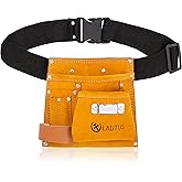 LAUTUS Suede Tool Bag & Adjustable Poly Web Belt | 5 Pockets | Leather Hammer Holder| Tape Measure Holder| Construction Grade|