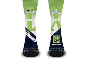 For Bare Feet NFL Seattle Seahawks Superbowl LX Champions Crew Sock LARGE
