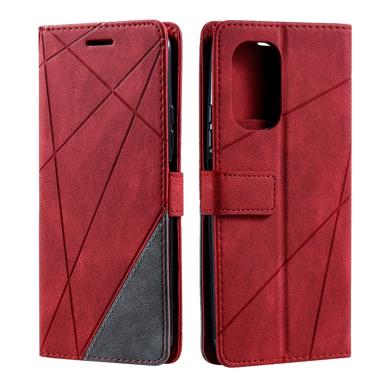 SONWO Case for Xiaomi Redmi K40 / Redmi K40 Pro Case, Premium Leather Flip Wallet Case Magnetic Closure Card Slots Kickstand Phone Case for Xiaomi Redmi K40 / Redmi K40 Pro, Red