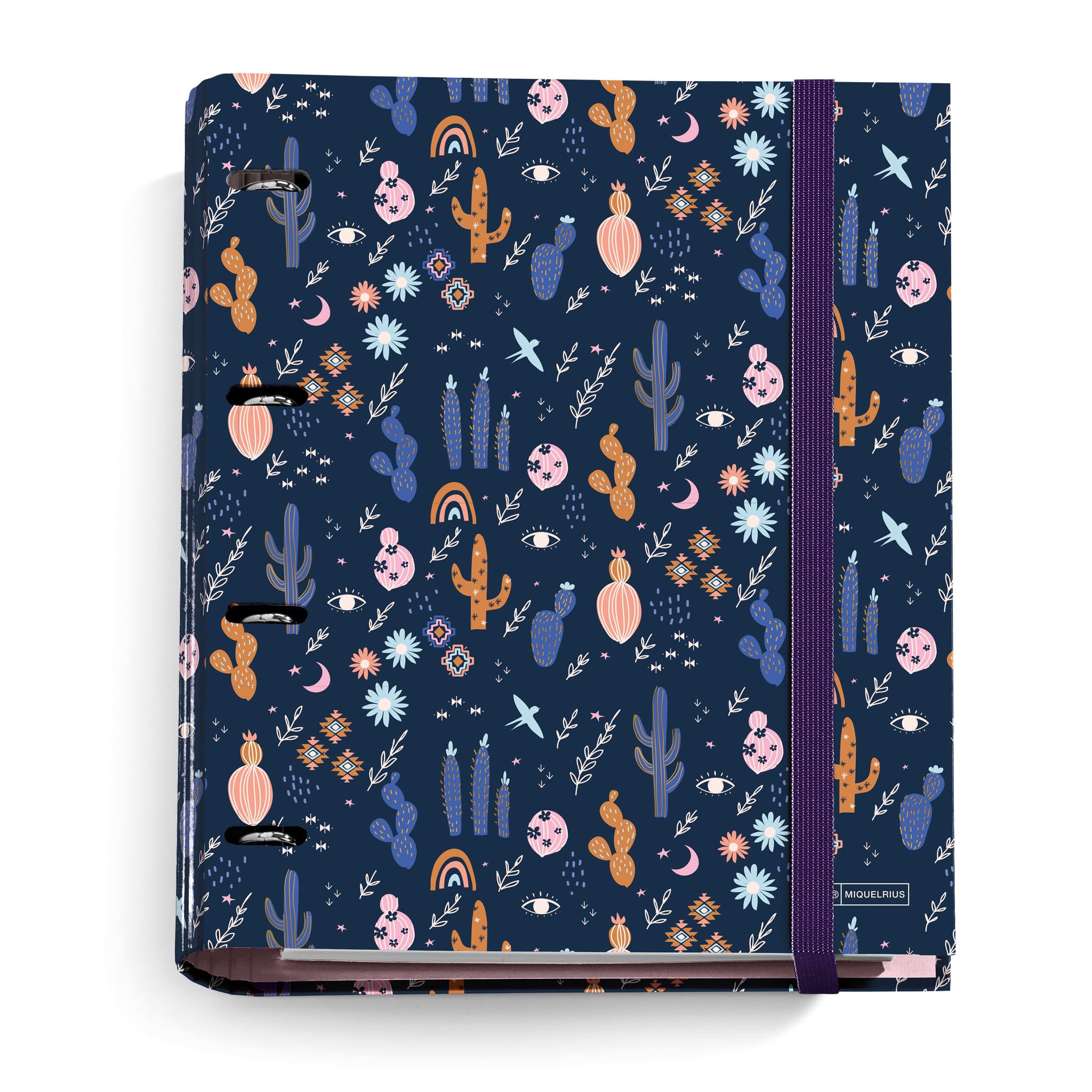 Miquelrius - Desert Collection A4 Ring Binder with 4 Rings + 100 Sheets 70 g/m² Squared 5 mm Squared Elastic Closure